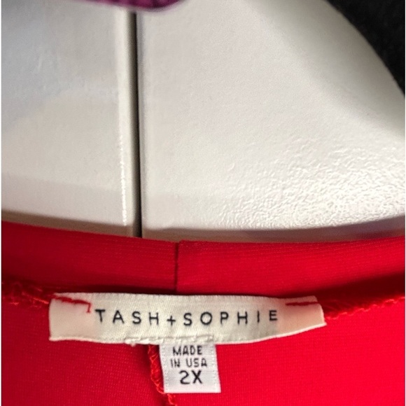 030.NWT. Tash & Sophie Red Dress Long Sleeve Plus Size 2X - Picture 6 of 9